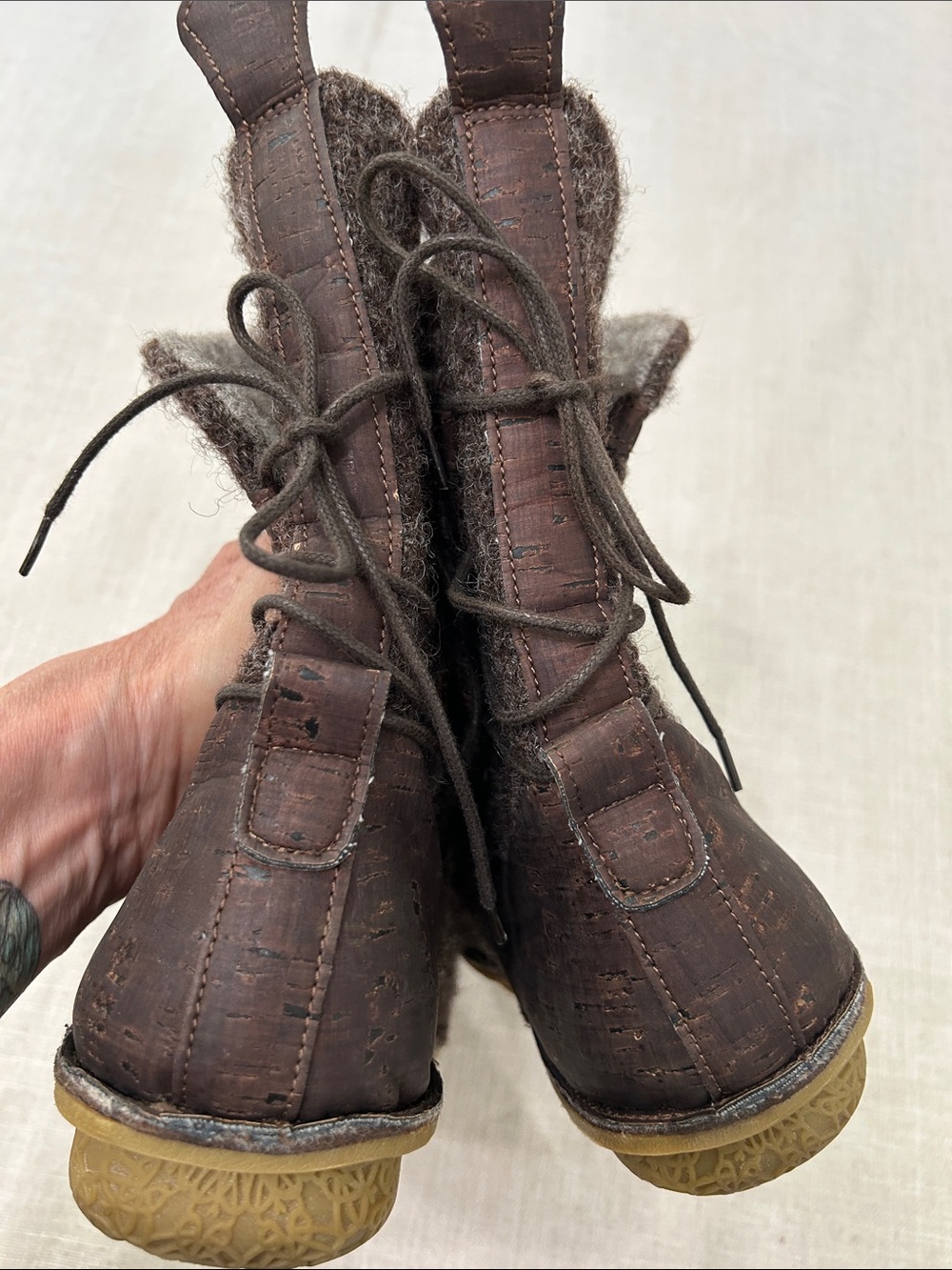 Po Zu Piper V Dark Brown "Rey" Boots Wool Blend Lace-Up Ankle Cosplay Women's 38 - Picture 9 of 12